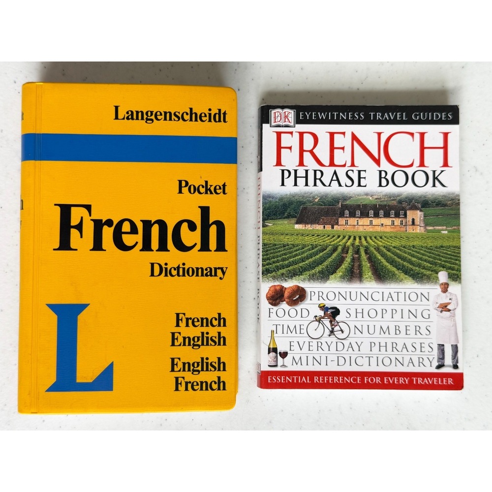 Vintage French Pocket Dictionary Langenscheidt's English to French Set of 2